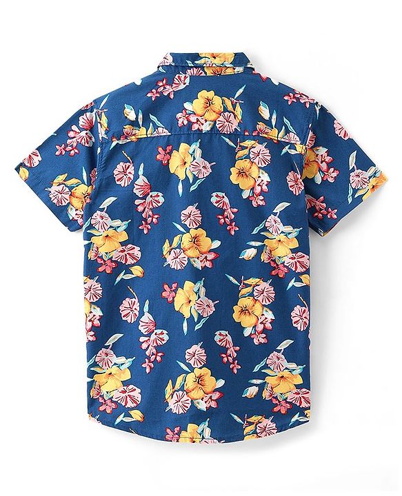 Pine Kids Cotton Woven Half Sleeves Shirt Floral Print - Multicolour