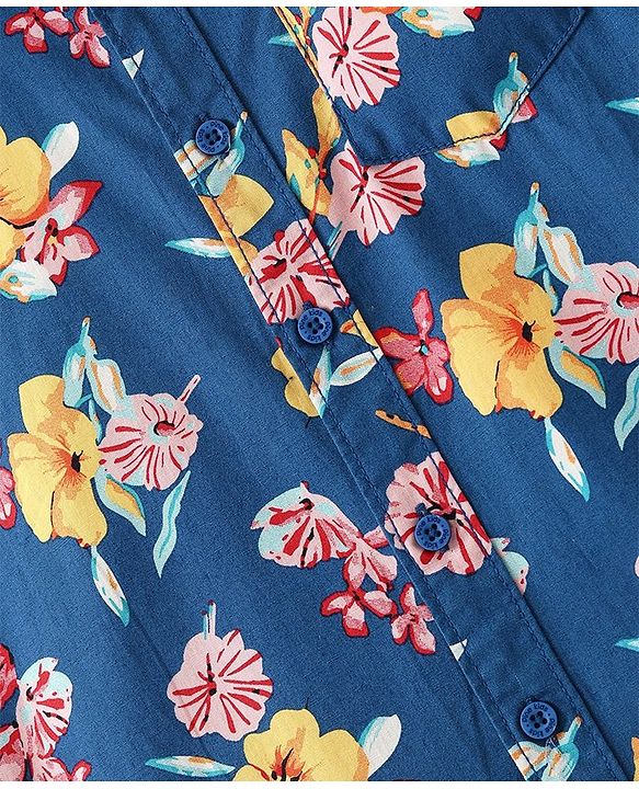 Pine Kids Cotton Woven Half Sleeves Shirt Floral Print - Multicolour