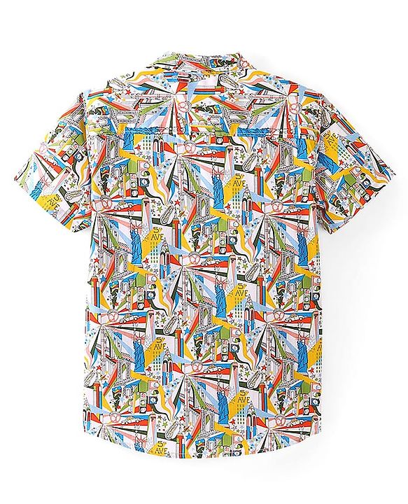 Pine Kids Cotton Half Sleeves Abstract Printed Shirt - Multicolor