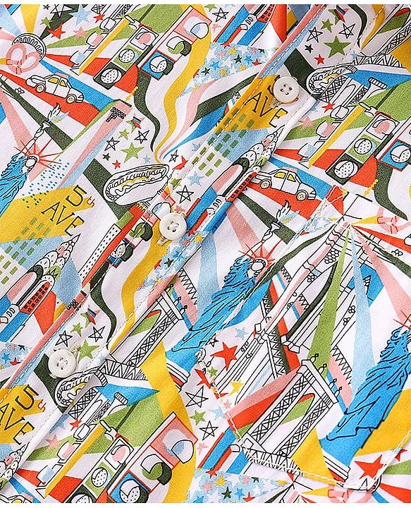 Pine Kids Cotton Half Sleeves Abstract Printed Shirt - Multicolor