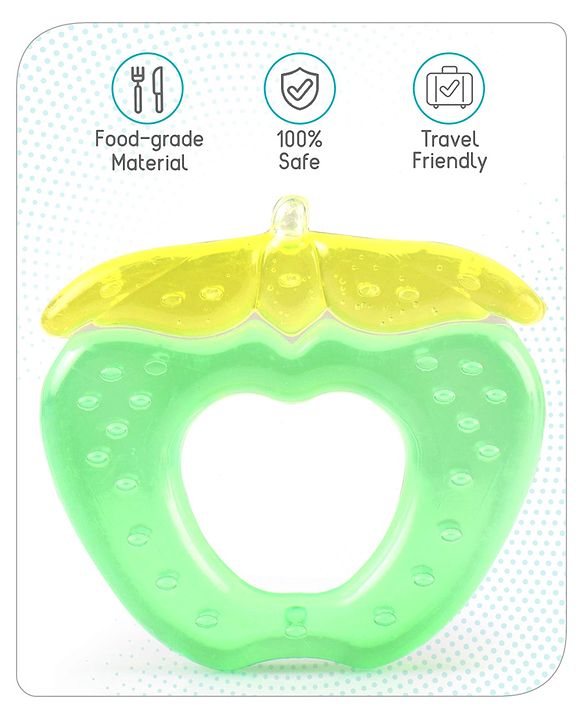 Babyhug Apple Shaped Water Filled Teether- Yellow and Green| BPA Free Teething Toy| Soothing Gums| 100% Food Grade | Easy to Clean| Easy to Grasp| PVC Free
