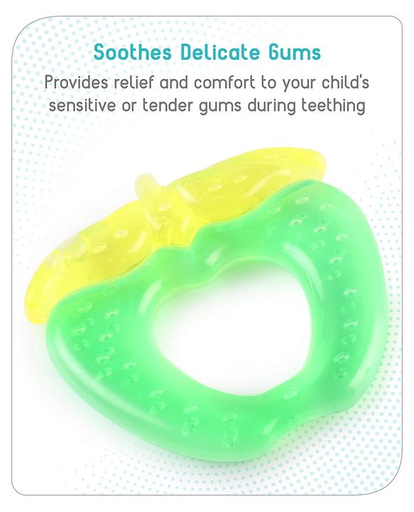 Babyhug Apple Shaped Water Filled Teether- Yellow and Green| BPA Free Teething Toy| Soothing Gums| 100% Food Grade | Easy to Clean| Easy to Grasp| PVC Free