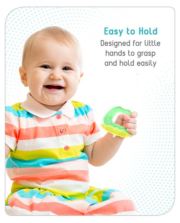 Babyhug Apple Shaped Water Filled Teether- Yellow and Green| BPA Free Teething Toy| Soothing Gums| 100% Food Grade | Easy to Clean| Easy to Grasp| PVC Free