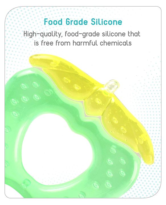 Babyhug Apple Shaped Water Filled Teether- Yellow and Green| BPA Free Teething Toy| Soothing Gums| 100% Food Grade | Easy to Clean| Easy to Grasp| PVC Free