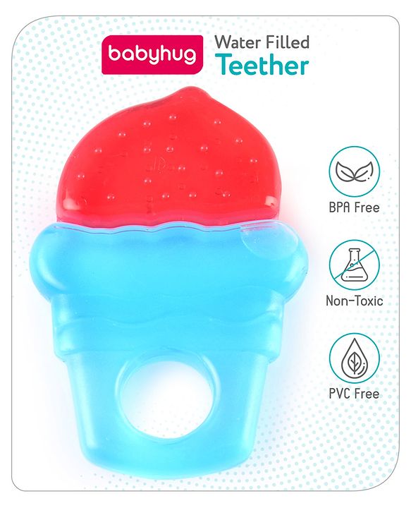 Babyhug Ice Cream Shaped Water Filled Teether- Red and Blue