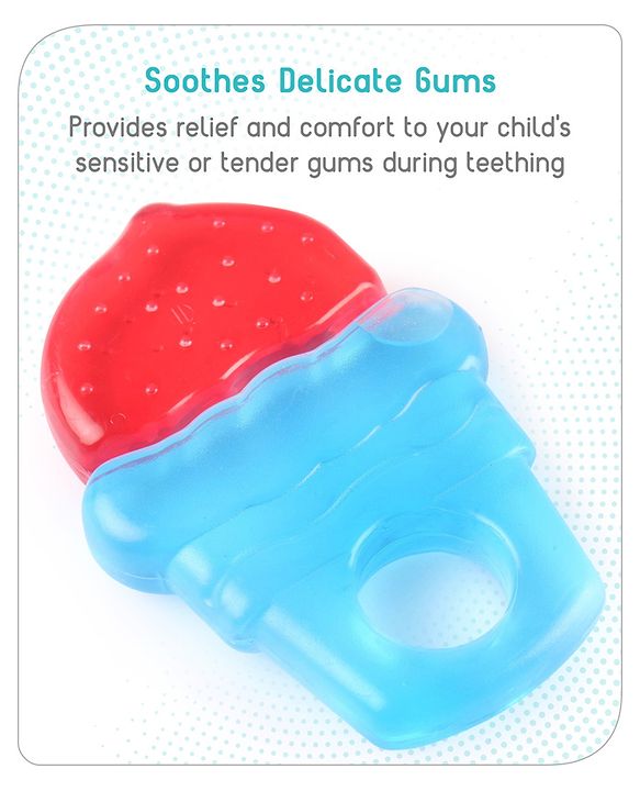 Babyhug Ice Cream Shaped Water Filled Teether- Red and Blue