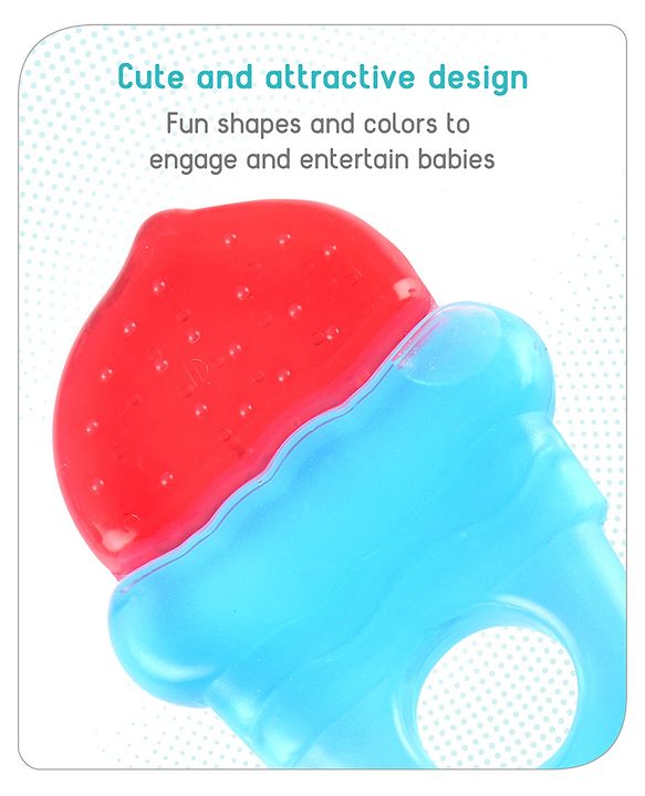 Babyhug Ice Cream Shaped Water Filled Teether- Red and Blue