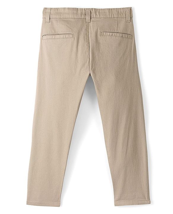 Pine Kids Full Length Back Elasticated Trouser Solid Colour - Khaki
