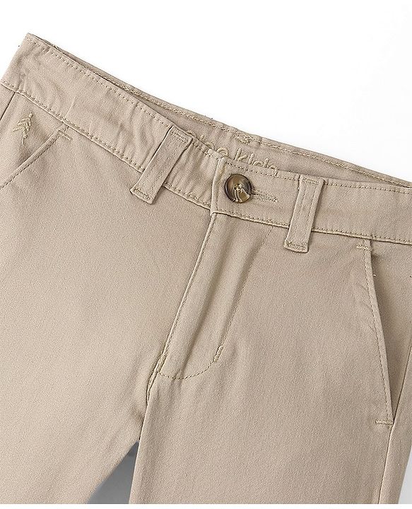 Pine Kids Full Length Back Elasticated Trouser Solid Colour - Khaki