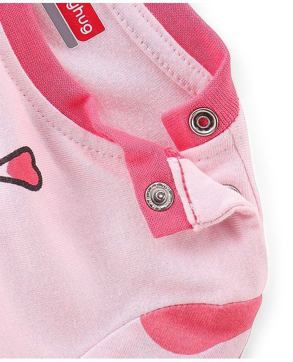 Babyhug Cotton Knit Full Sleeves Night Suit Giraffe Print - Pink