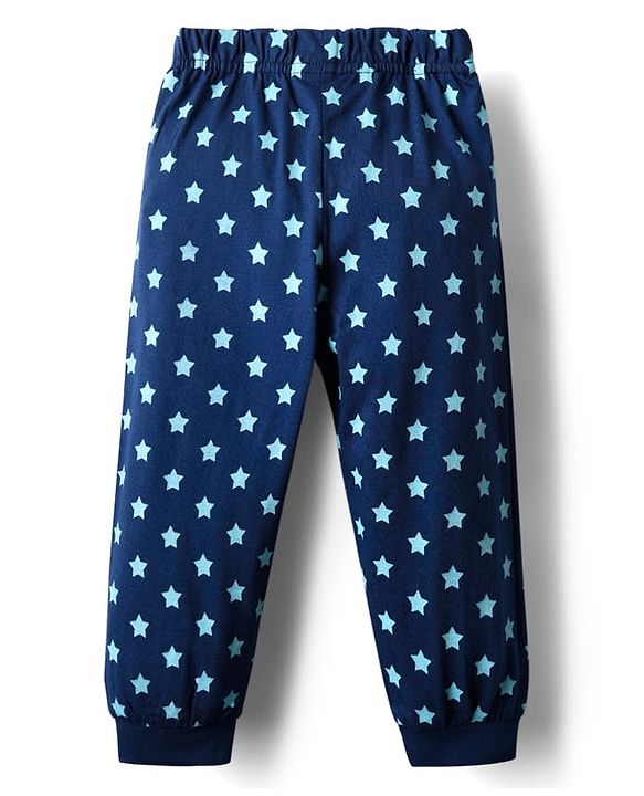 Babyhug Cotton Knit Half Sleeves Night Suit Teddy Print -  Blue