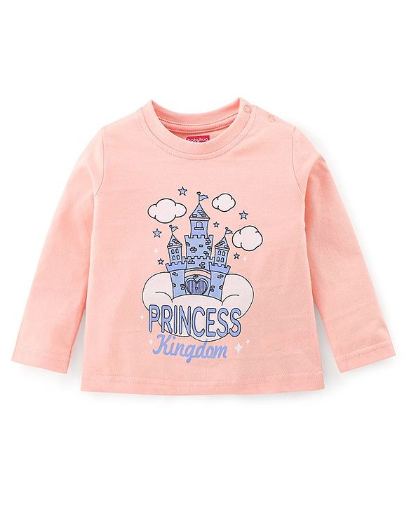 Babyhug Single Jersey Knit Full Sleeves Night Suit Text Printed - Blue & Pink