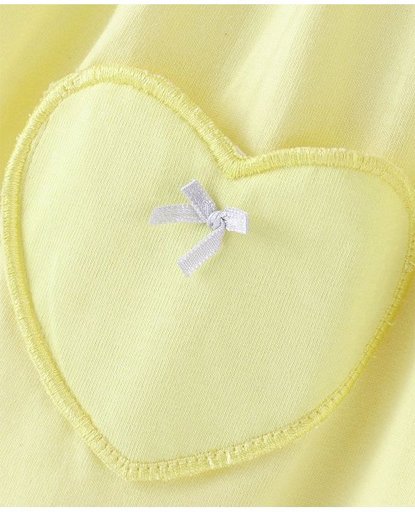 Babyhug 100% Cotton Knit Frock with Full Sleeves Jacket Solid Colour - Yellow