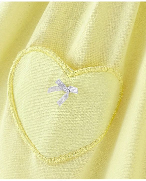 Babyhug 100% Cotton Knit Frock with Full Sleeves Jacket Solid Colour - Yellow