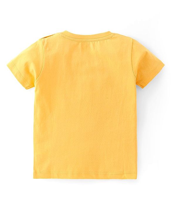 Babyhug 100% Cotton Knit Half Sleeves T-Shirts with Graphics Pack of 3 - Yellow Navy Blue & Grey