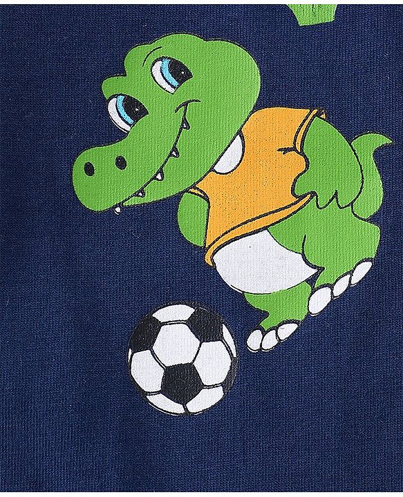 Babyhug 100% Cotton Knit Half Sleeves T-Shirts with Graphics Pack of 3 - Yellow Navy Blue & Grey
