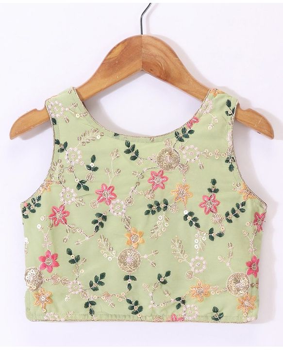 Babyhug Woven Sleeveless Choli With Lehenga & Dupatta Embroidery & Sequine Detailing - Green