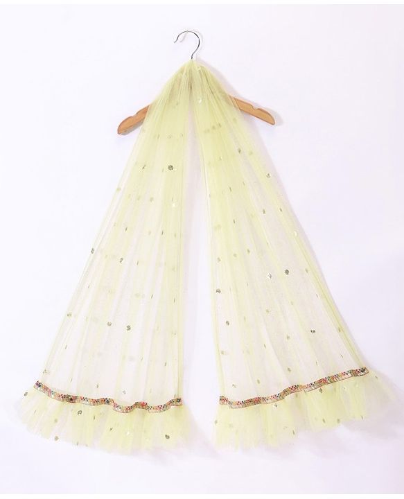 Babyhug Woven Sleeveless Choli With Lehenga & Dupatta Embroidery & Sequine Detailing - Green