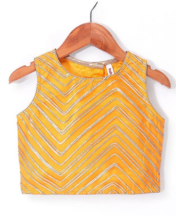Babyhug Sleeveless Sequenced Embroidered Choli with Lehenga and Dupatta - Orange