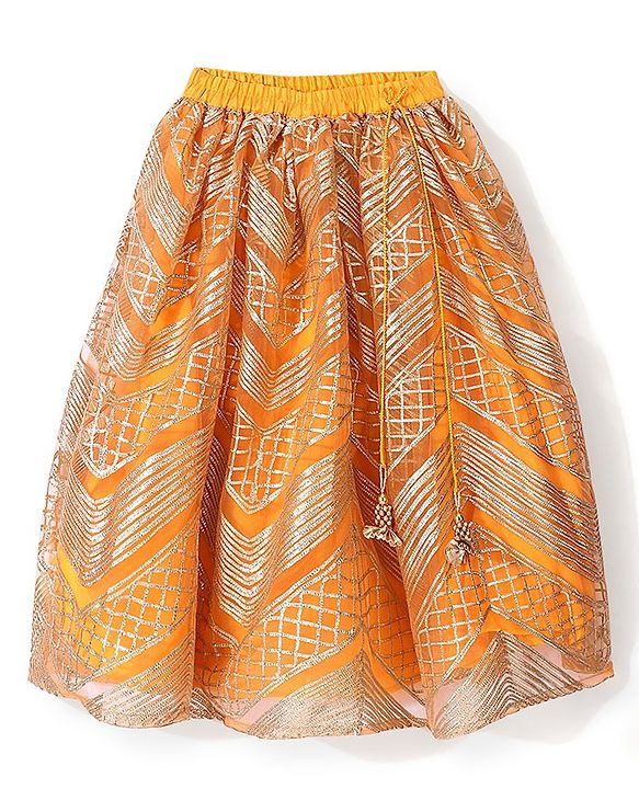 Babyhug Sleeveless Sequenced Embroidered Choli with Lehenga and Dupatta - Orange