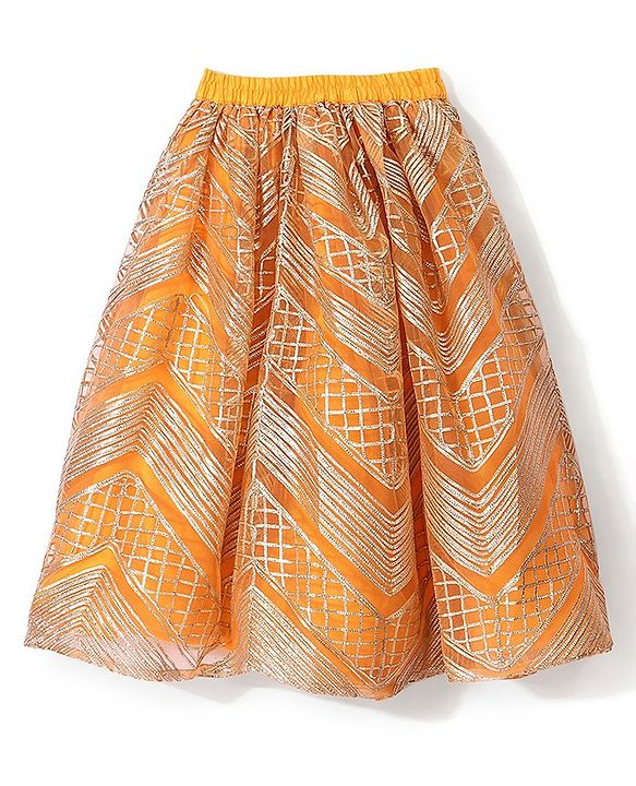 Babyhug Sleeveless Sequenced Embroidered Choli with Lehenga and Dupatta - Orange