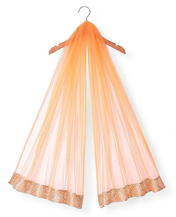 Babyhug Sleeveless Sequenced Embroidered Choli with Lehenga and Dupatta - Orange