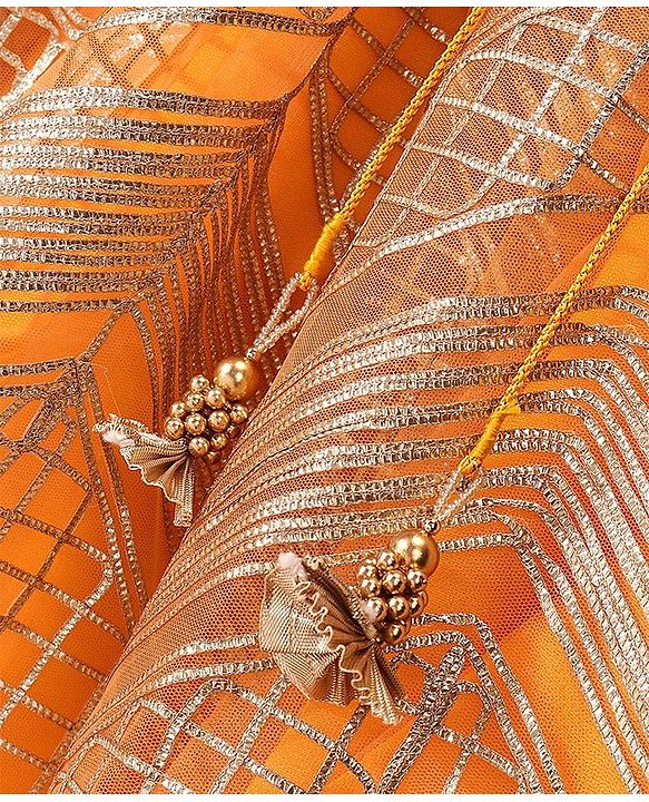 Babyhug Sleeveless Sequenced Embroidered Choli with Lehenga and Dupatta - Orange
