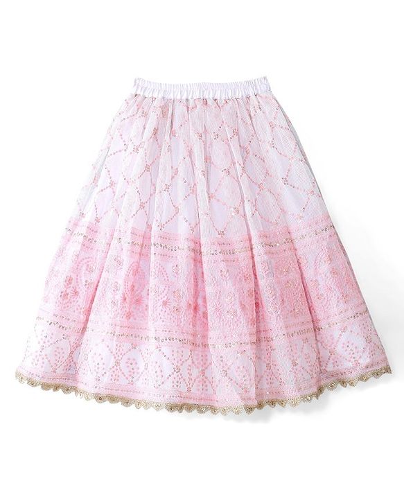 Babyhug Sleeveless Embroidered Choli with Embroidered Lehenga and Dupatta - Pink