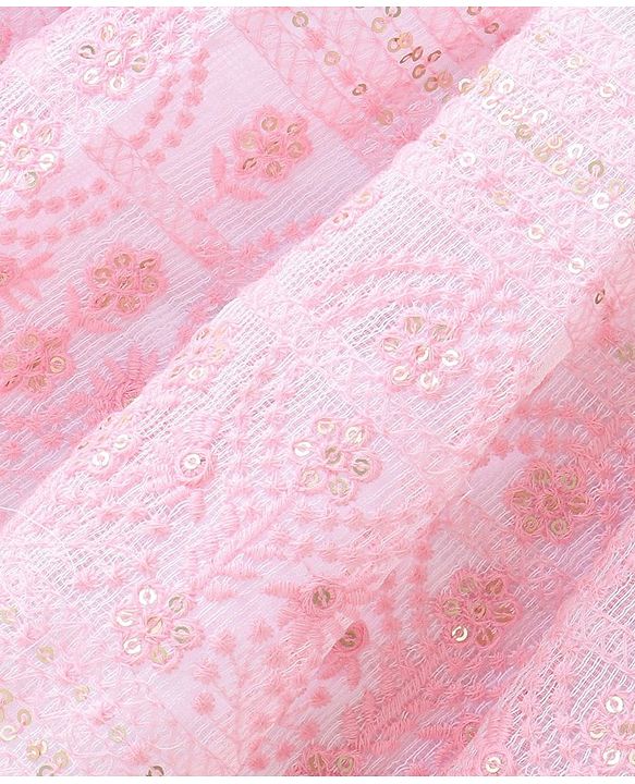 Babyhug Sleeveless Embroidered Choli with Embroidered Lehenga and Dupatta - Pink