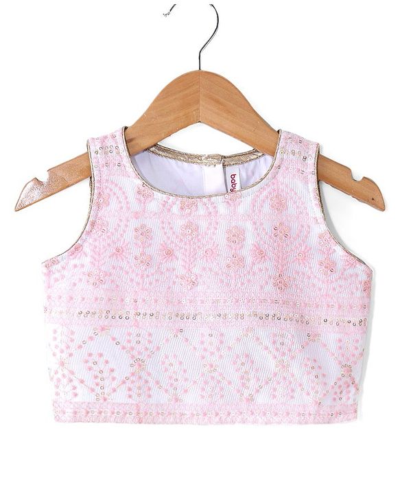 Babyhug Sleeveless Embroidered Choli with Embroidered Lehenga and Dupatta - Pink