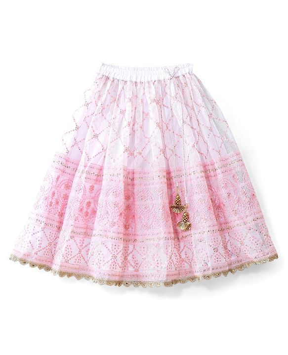 Babyhug Sleeveless Embroidered Choli with Embroidered Lehenga and Dupatta - Pink