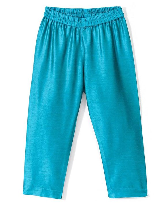 Babyhug 100% Cotton Full Sleeves Kurta & Pyjama Set With Jacket Pyramid Print - Blue