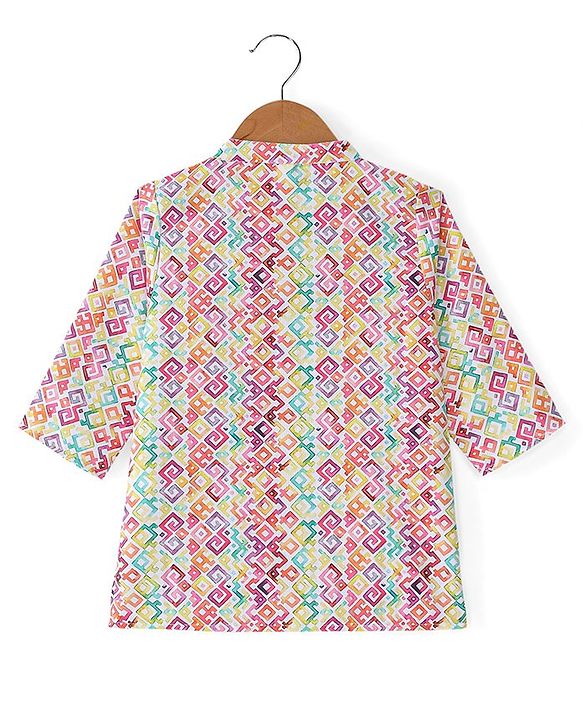 Babyhug 100% Cotton Woven Full Sleeve Printed Kurta & Dhoti Set - Multicolour