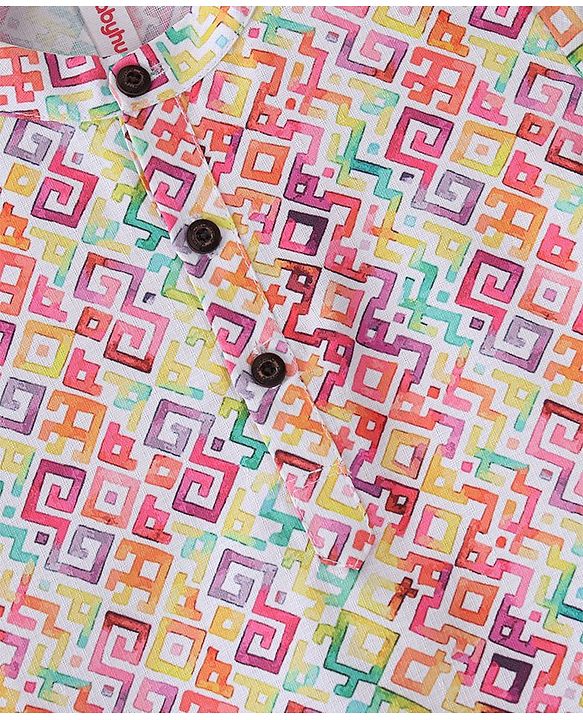 Babyhug 100% Cotton Woven Full Sleeve Printed Kurta & Dhoti Set - Multicolour