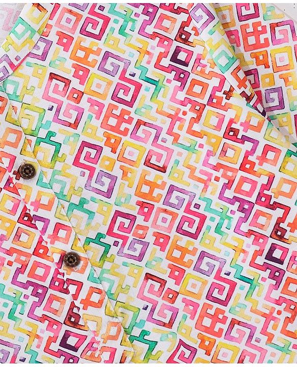 Babyhug 100% Cotton Woven Full Sleeve Abstract Print Kurta & Dhoti Set - Multicolour
