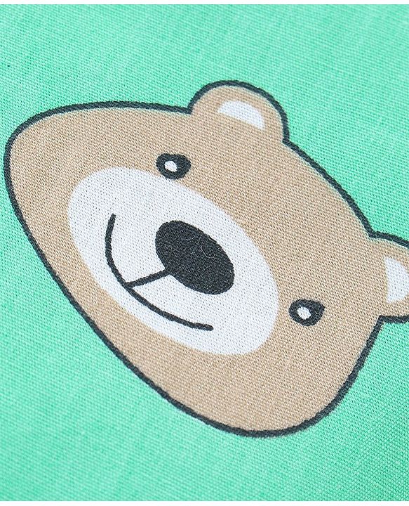 Babyhug Cotton Poplin Woven Full Sleeves Night Suit Bear Print - Green