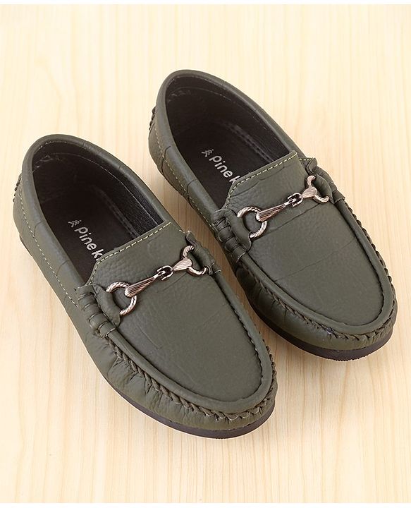 Pine Kids Slip On Loafer Shoes - Olive