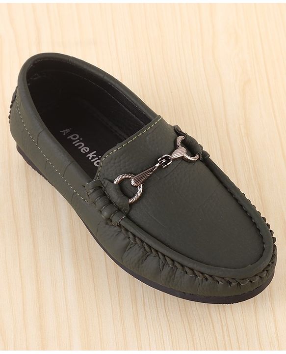 Pine Kids Slip On Loafer Shoes - Olive