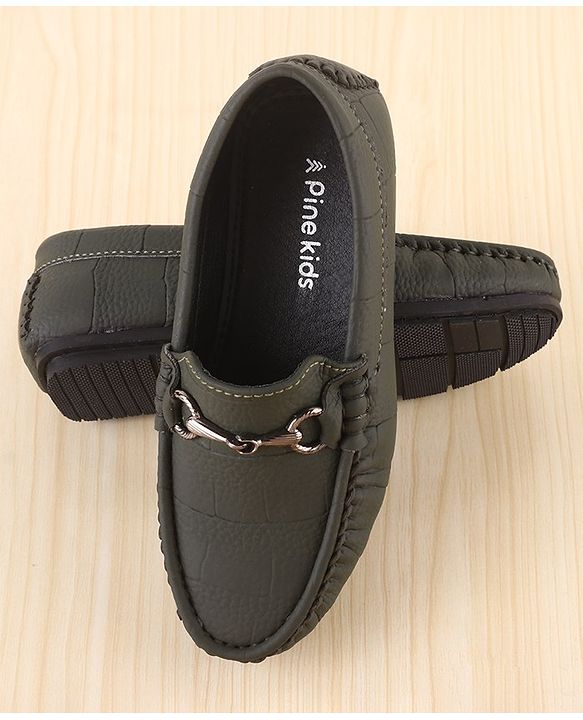 Pine Kids Slip On Loafer Shoes - Olive
