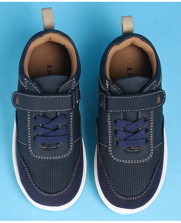Pine Kids Casual Shoes with Velcro Closure - Navy Blue