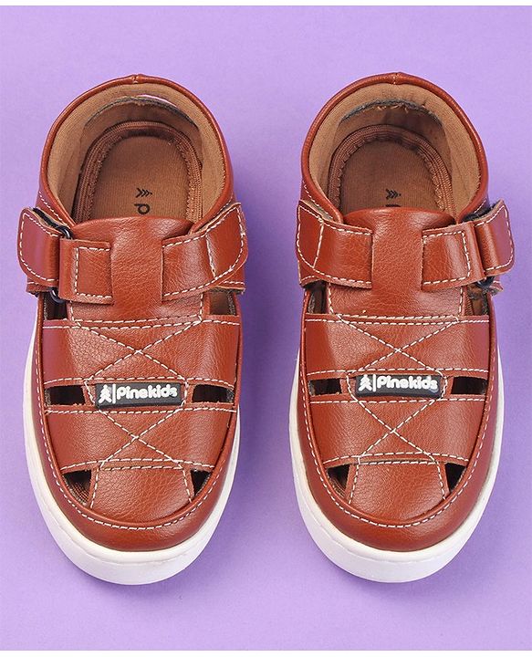 Pine Kids Velcro Closure Sandals - Brown