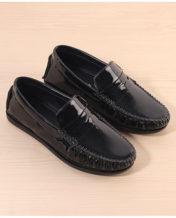 Pine Kids Slip On Loafer Shoes - Black