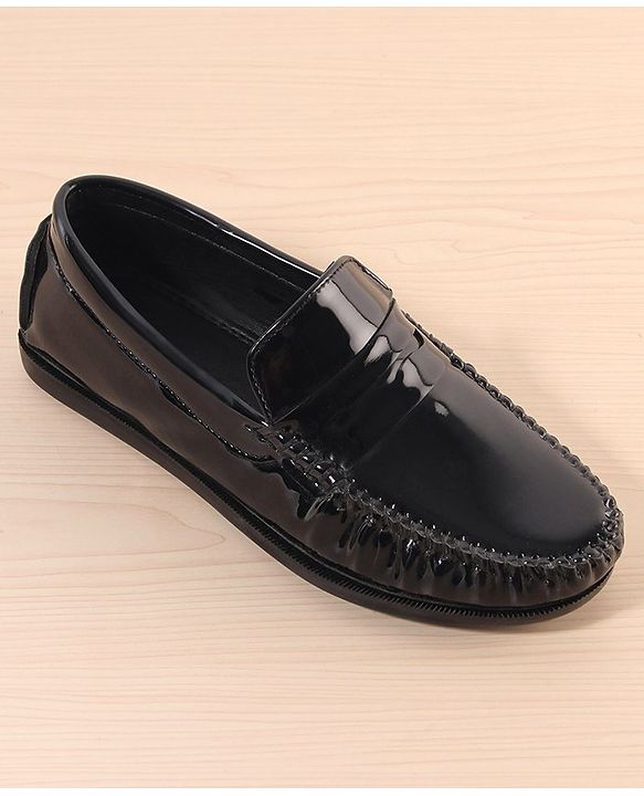 Pine Kids Slip On Loafer Shoes - Black