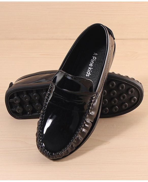Pine Kids Slip On Loafer Shoes - Black