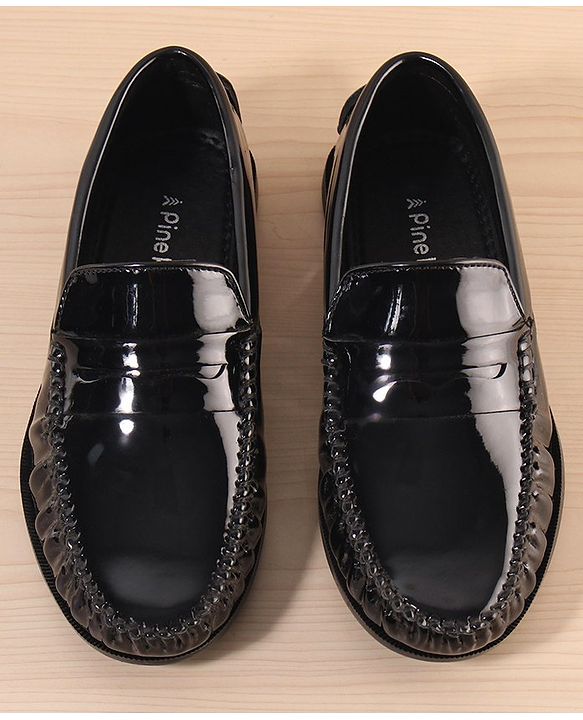 Pine Kids Slip On Loafer Shoes - Black