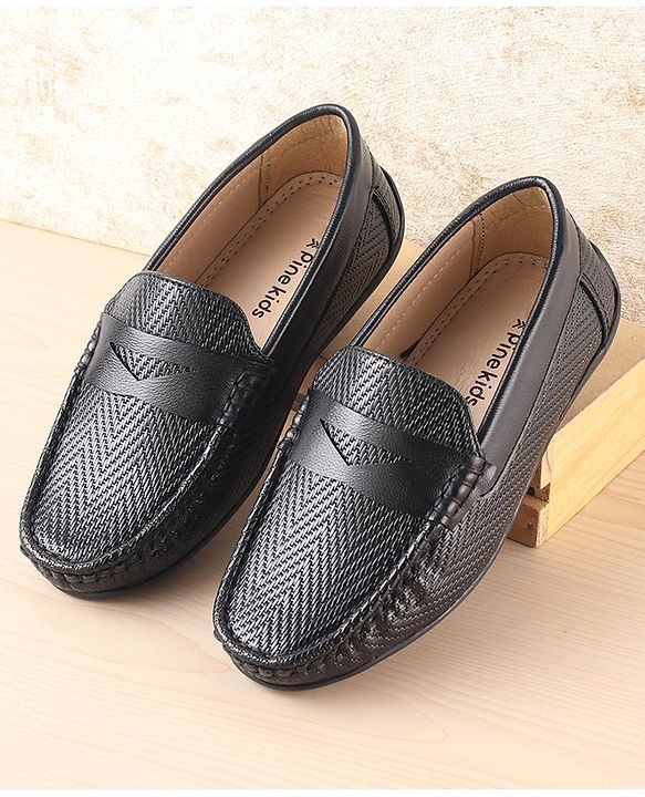 Pine Kids Slip On Loafer Shoes - Black