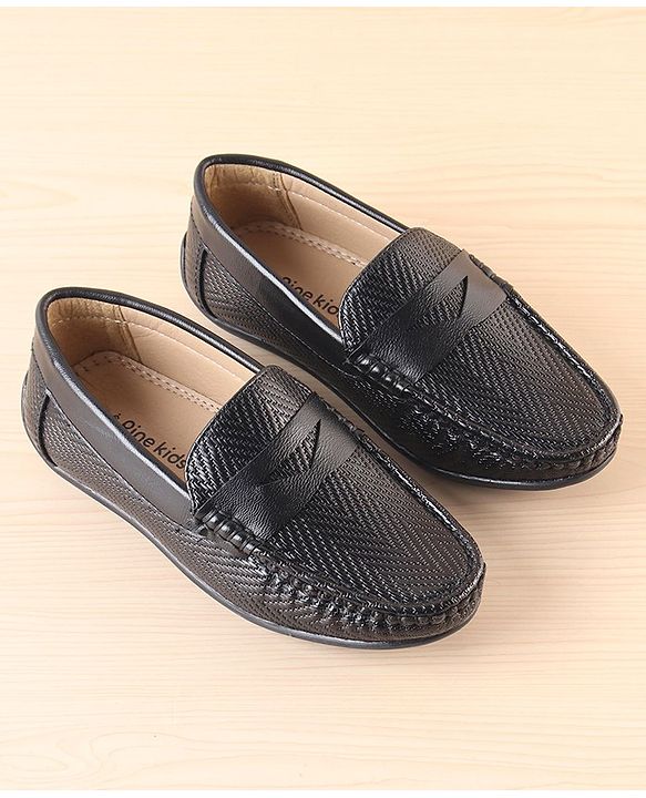 Pine Kids Slip On Loafer Shoes - Black
