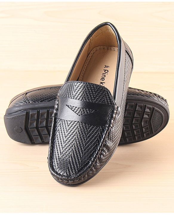 Pine Kids Slip On Loafer Shoes - Black