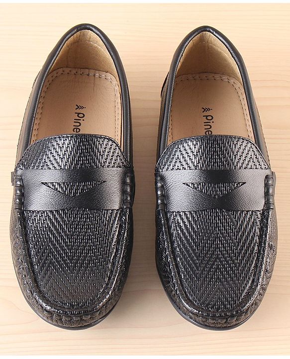 Pine Kids Slip On Loafer Shoes - Black