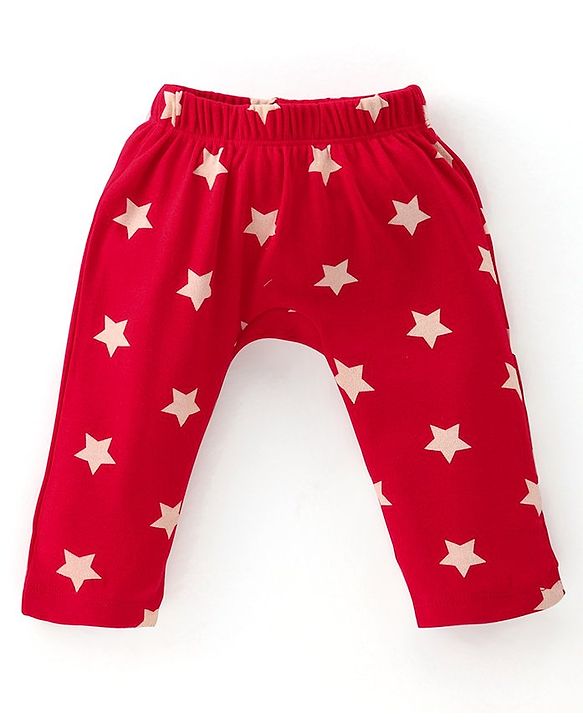 Babyhug 100% Cotton Diaper Legging Alphabet & Star Print Pack of 3 - Red Yellow & Blue